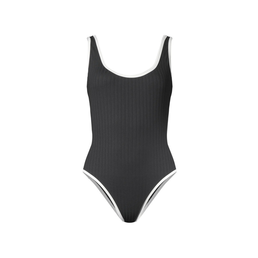 Solid & Striped Annemarie Ribbed One-Piece Swimsuit in Black